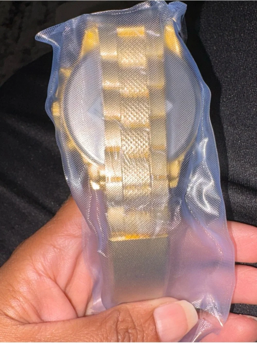 Geneva Gold-Tone Watch with Blue Dial